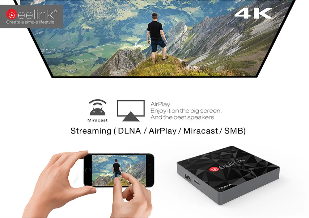 Beelink GT1 Ultimate/GT1-A Smart tv BOX Android 7,1 Голосовое управление Amlogic S912 4K телеприставка 2,4G WiFi HDMI H.265 медиаплеер