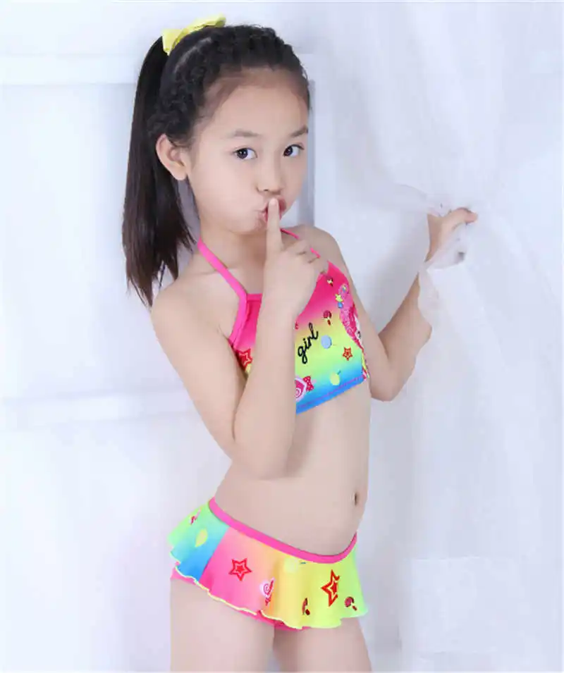 Princess Style! New Summer Children Korean Fashion Floral Bikini Swimsuit Cute Spa Flower