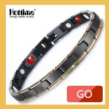 Hottime Double Row 4 IN 1 Bio Elements Energy Magnetic Bracelet Men's Fashion Healing 99.95% Pure Copper Bracelets Bangles