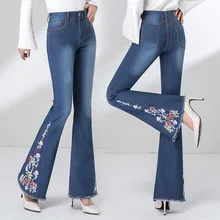 Осенне-весенние винтажные женские эластичные джинсы с вышивкой и кисточками, женские эластичные отбеленные эластичные джинсовые брюки