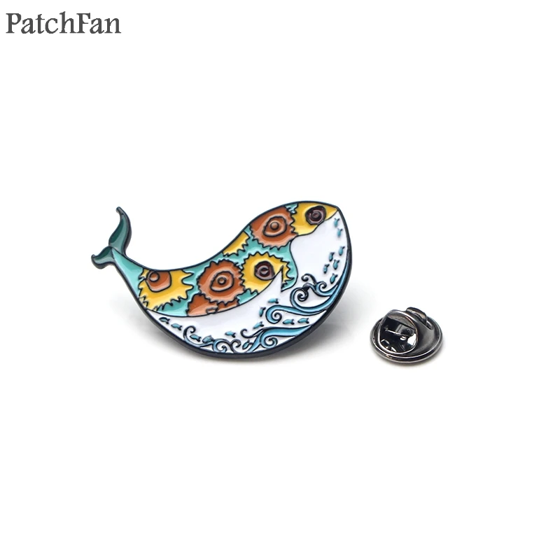 

Patchfan Van Gogh whale shark sunflower Zinc tie Pins backpack clothes brooches for men women hat decoration badges medal A1377