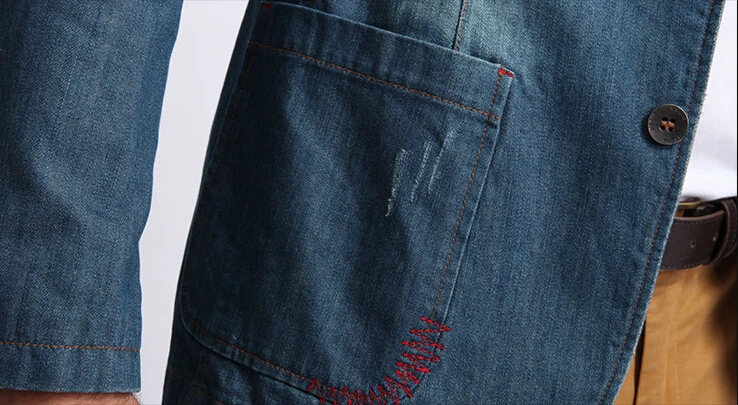 Новое поступление Блейзер деним для мужчин s модный бренд Slim Fit джинсы костюм куртки Мужской Блейзер Куртки Блейзер MasculinoXXXL