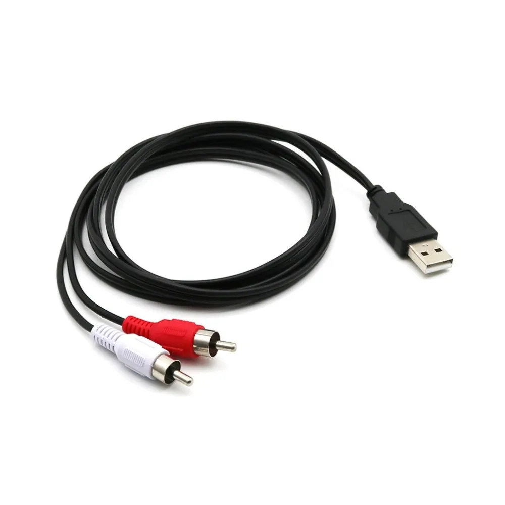 Портативный USB A штекер 2X RCA Phono AV кабель Ведущий ПК ТВ Aux аудио видео адаптер к 2RCA