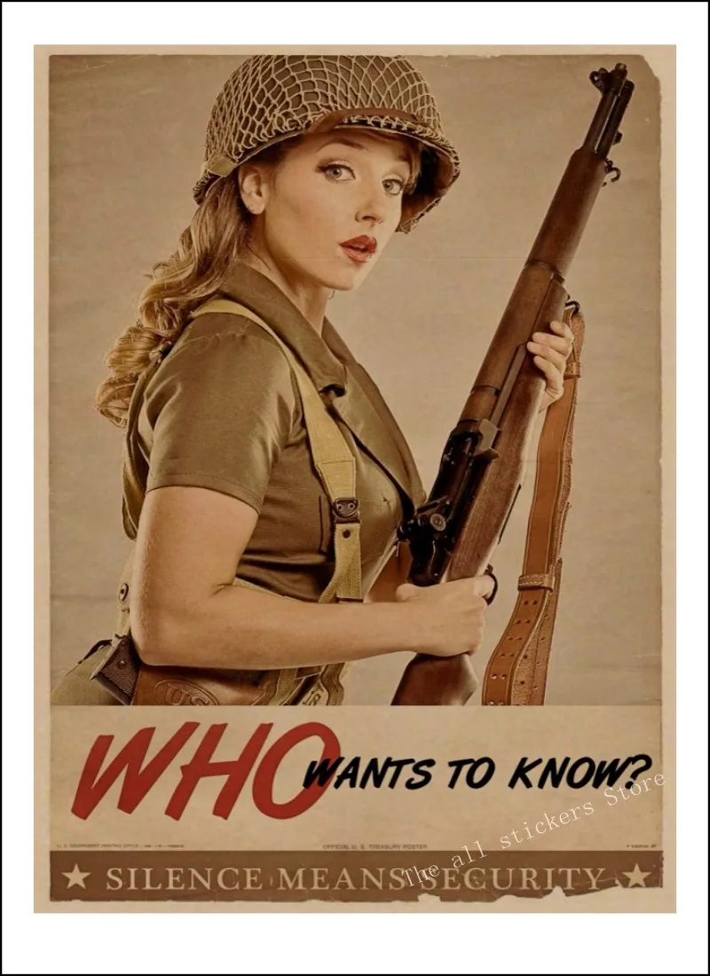 Вторая мировая война PINUP девушки классический ретро крафт-бумага плакат сексуальная девушка декоративная живопись военный Бар Кафе Декор для дома комнаты/809 - Цвет: 1