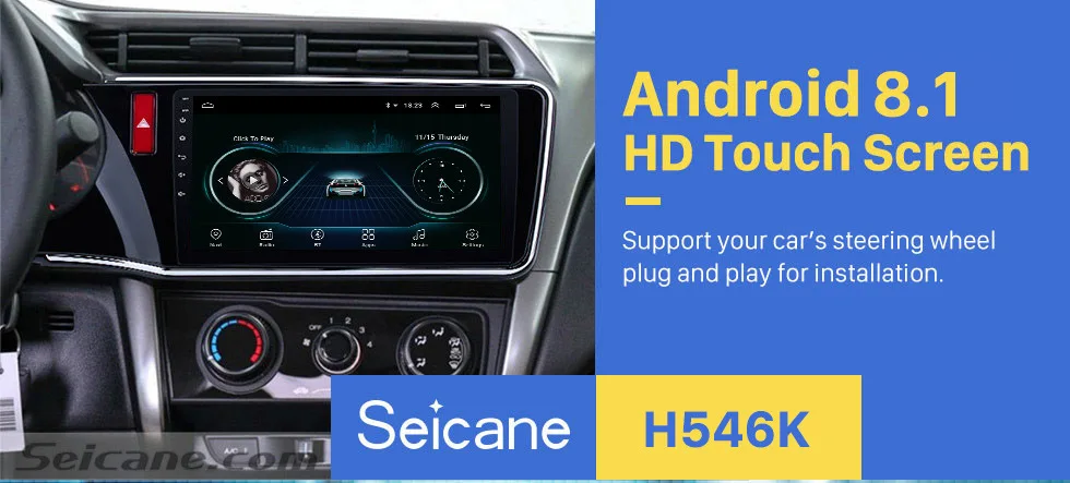 Seicane для Honda CITY левый руль 2Din Android 8,1 10," gps Автомобильный Радио аудио стерео Мультимедийный Плеер