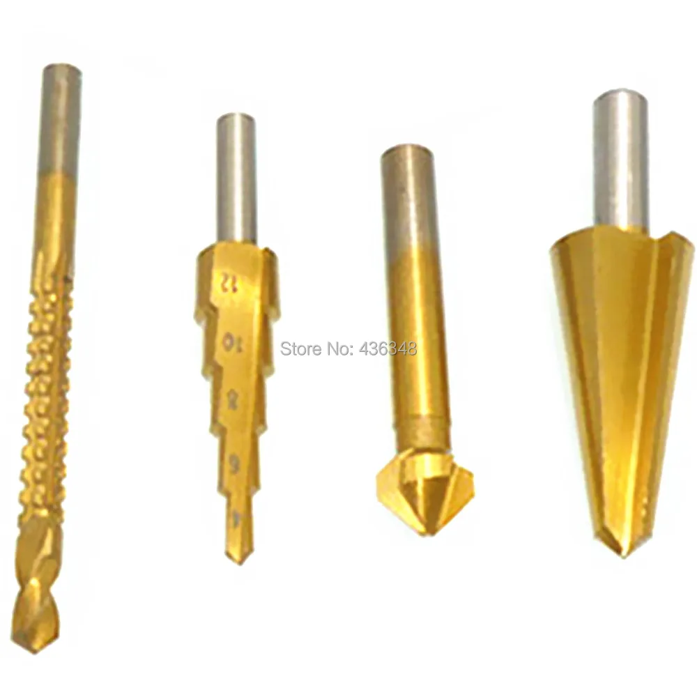 4pc Saw Drill Hole Reamer Chamfer Cutter Bit Hss Umbrella Drill Bit