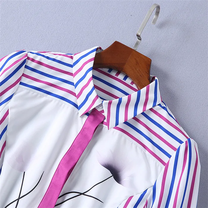 Bas Robe De Xl Bleu Multi En Blanc Célèbre Vers Gros Bande Femmes Manches Chemise Prix Rose Somen Vêtements Moitié Tournent Marque D'été Le 1qq7wv
