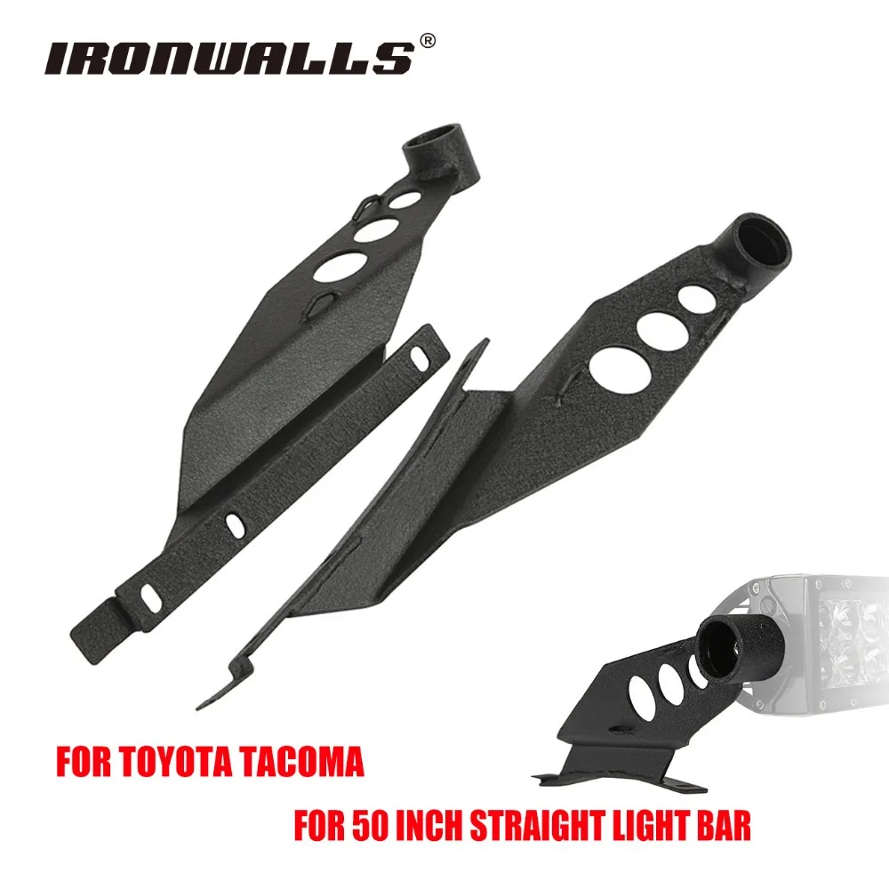 

Ironwalls 2x 50" LED Straight Light Bar Work Mounting Brackets Upper Windshield Mounts Roof Offroad For 2005-2015 Toyota Tacoma