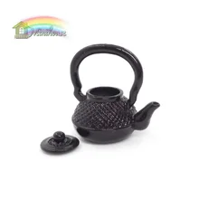 Миниатюрный Кукольный дом аксессуары черный сплав чайник Семейные игрушки модель моделирования столовые приборы