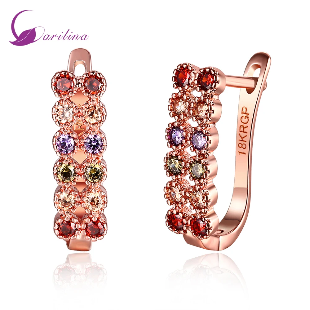 

Cheap and cheerful 18K Rose Gold Plated Multicolor Topaz Stud earrings for womens jewelry E2017