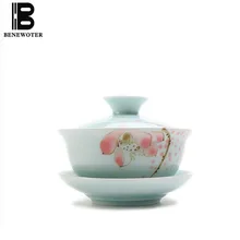 130 мл ручная роспись лотоса Gaiwan Цзиндэчжэнь керамическая чашка чая, кружка супница чайный набор кунг-фу пуэр чайник кофе воды посуда для напитков