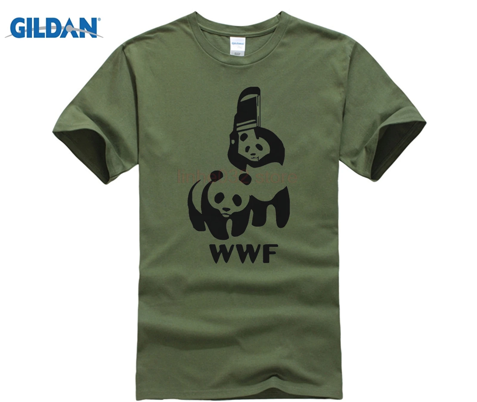 GILDAN الباندا WWF T قميص المصارعة الباندا مضحك المحملة الحياة البرية الخيرية محاكاة ساخرة وقحا أعلى المحملة جولة الرقبة أعلى المحملة قاعدة T قمي...