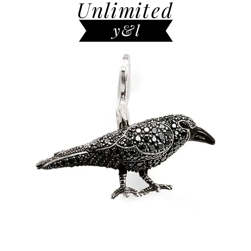 

Raven Pendants for Necklace Black CZ Thomas Style Animal Crow Silver Fashion DIY Jewelry Making Accessories Women Men 2018 New