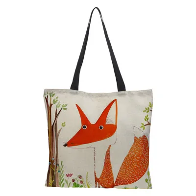 Сумка женская может быть настроена сумка через плечо Льняная сумка двусторонняя печать 2018 особенности на заказ животное лиса узор
