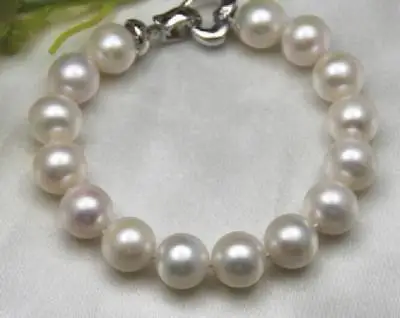 

natural AAA 11-12mm south sea round white pearl bracelet 7.5-8inch silver clasp