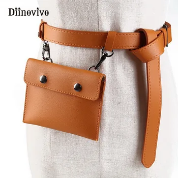 

DIINOVIVO New Women Fashion Waist Soft PU Leather Belt Bag for Women Female Girl Daily Waist Pack Coin Purse Phone Bags WHDV0176
