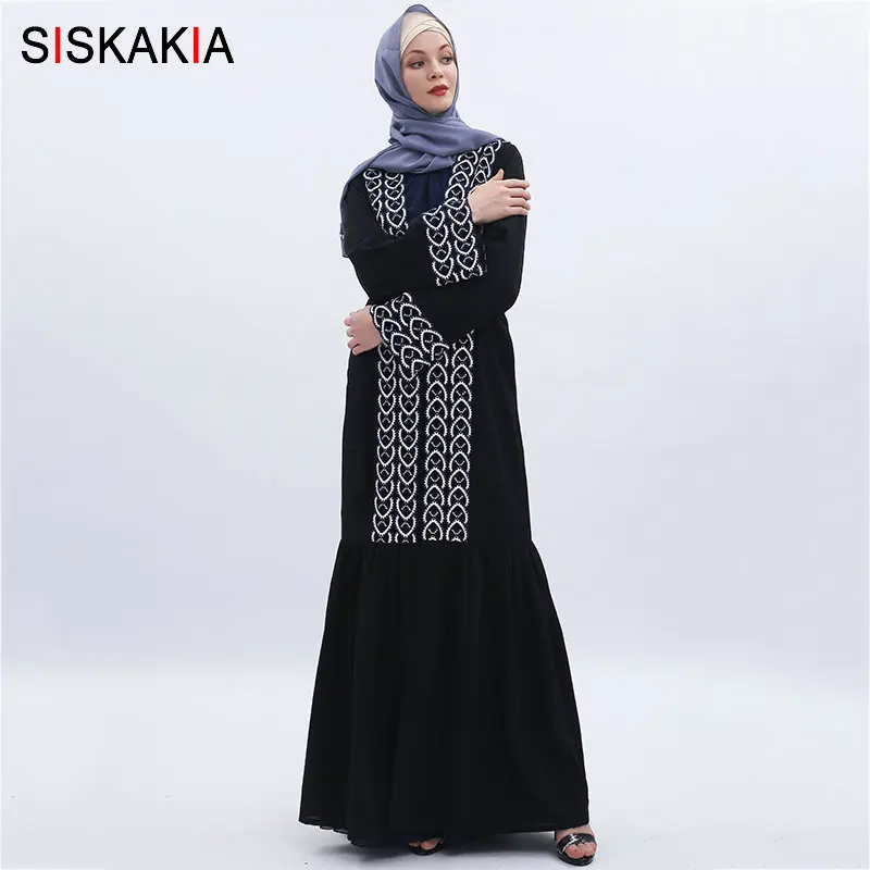 Siskakia, модный мусульманский кардиган с этническими аппликациями, Абая, лето, Новое поступление, арабские одежды, драпированные, Русалка, пэчворк, Jubah Eid
