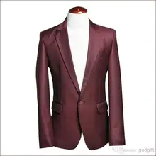 Темно-красный, на одной пуговице, лацкан с тупым углом; Slim Fit Высокое Качество Модные мужской костюм(куртка+ брюки+ жилет+ галстук-бабочка), вечерние смокинги мужской костюм