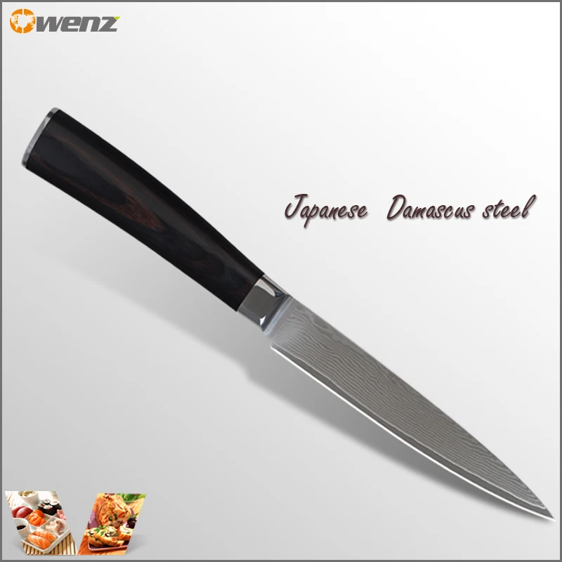 Best Aus 10 damascus knives 5 inch utility knife with color handle 71 layers of Damascus