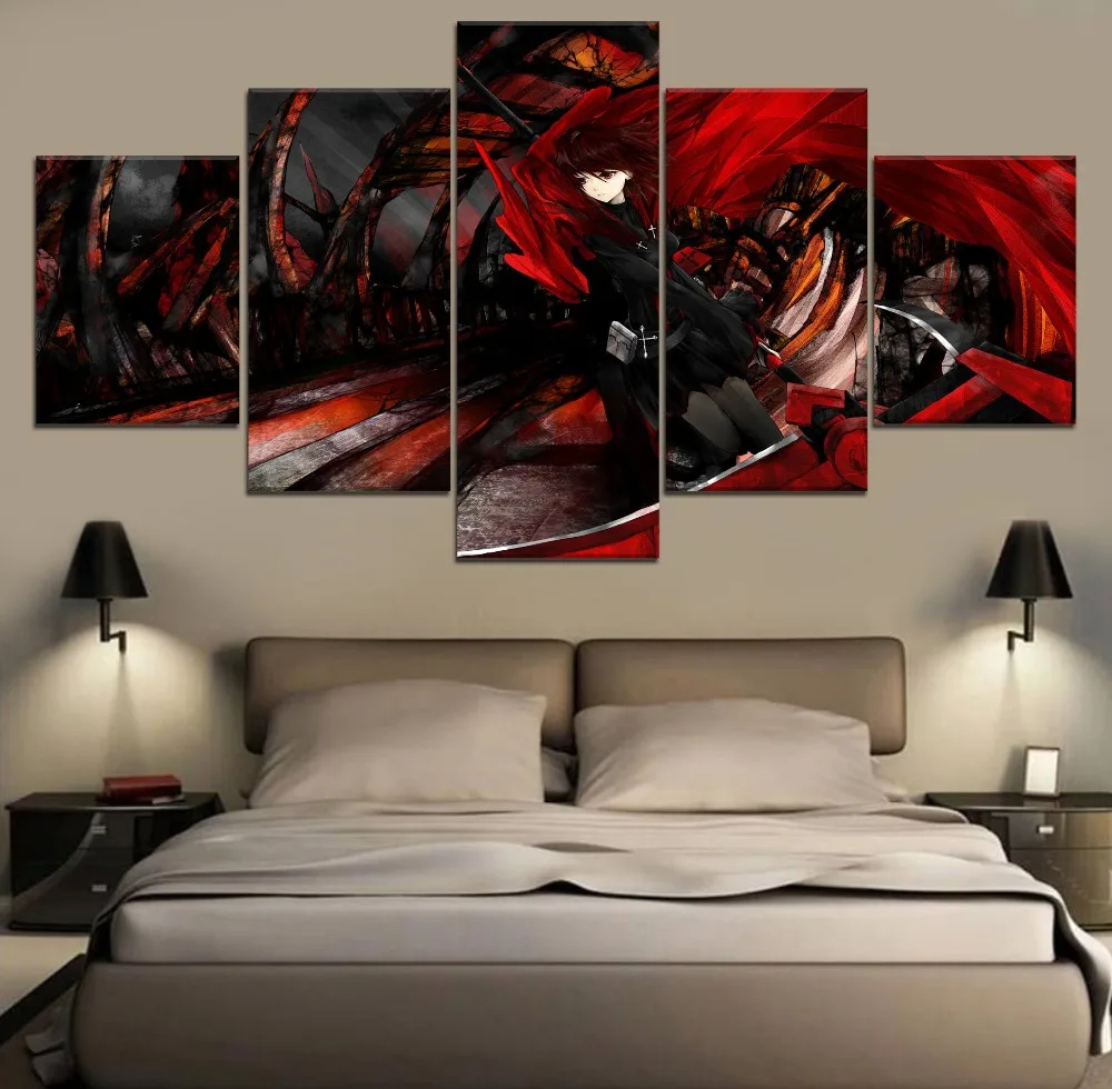 

RWBY Ruby Rose Anime HD Print Home Decor 5 Piece Paintings Wall Art Canvas Modern Canvas Painting Painting Wall Room Artwork