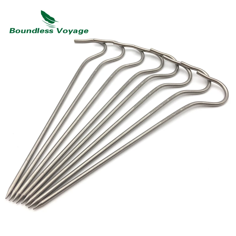 Boundless Voyage 165mm Titanium Camping Tent Stakes Strong Metal Hook