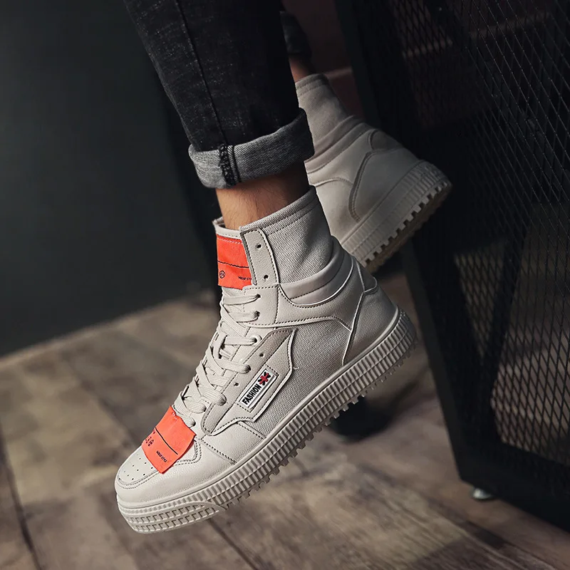 branco Sapatos preto Lona Nova Retro Dos Alta Homens Bege Tabuleiro Casuais Moda Outono De 1OCEwYq