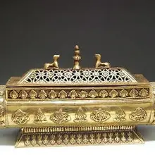 Изысканный Китай Тибетский мир реинкарнация Тотем-латунная горелка с ладаном
