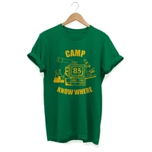 HAHAYULE-JBH унисекс Camp Know Where Green Футболка странные вещи Сезон 3 Дастин футболка 80s винтажная Модная рубашка подарок