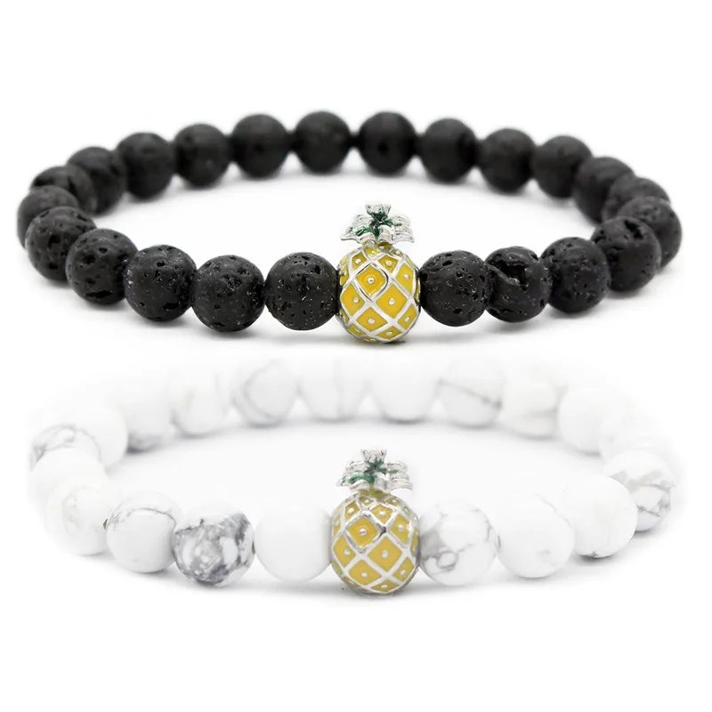 

Summer Style 8mm Natural Stone Beads Bracelet Pineapple Couple Braceles for Lovers Distance Jewelry MBR180003