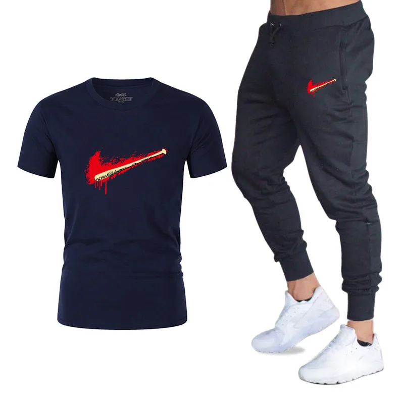 

2019 new clothing more colors O-neck short-sleeved men's T-shirt suit men's fashion Europe and America large size T-shirt suit