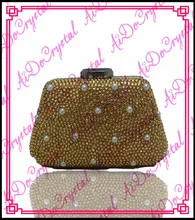 Aidocrystal fashionable handmade golden pearls bottle shape ladies clutch bag and high heel shoes for party