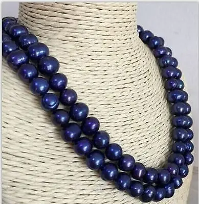 

Free shipping hot sale Women Bridal Wedding Jewelry >>AAA 10-11mm natural tahitian blue pearl necklace 18-19inch