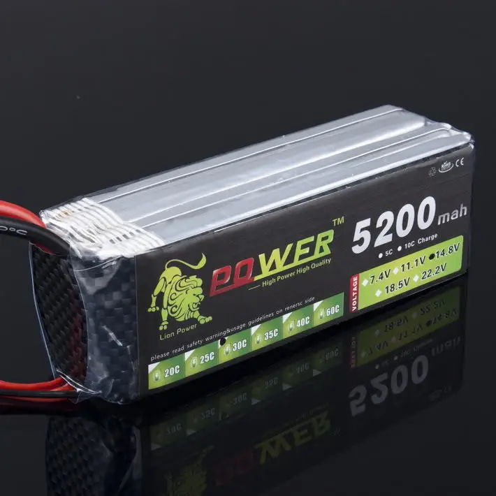 LION POWER Lipo батарея 4S 14,8 v 5200mah 30c для дрона, радиоуправляемого вертолета, радиоуправляемого автомобиля, радиоуправляемого квадрокоптера, игрушки с дистанционным управлением