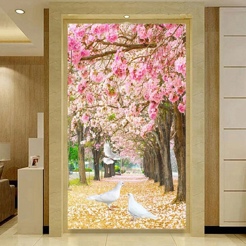 

Youran Vertical Diamond Painting Mosaic Kit Sakura Landscapes Home Decoration diy Full Round Diamond Mosaic Kit Scenery Crafts