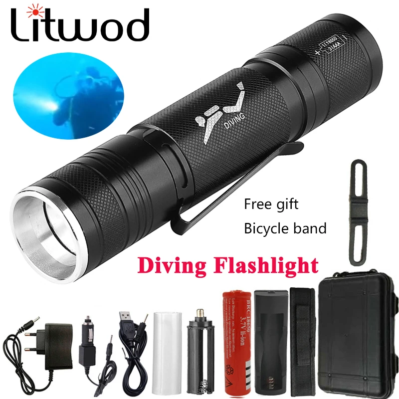 Kopen Z22 D84 LED Duiken Zaklamp 3800Lum XM T6 Onderwater Zaklampen Waterdichte Draagbare Lantaarn Lichten dive light Lamp Torch