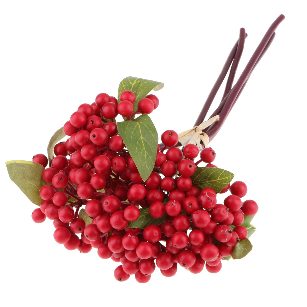 2 Sets Artificial Berry Branch Decorative Berries DIY Christmas Wreath Accessories Fake Red berries Christmas Decoration