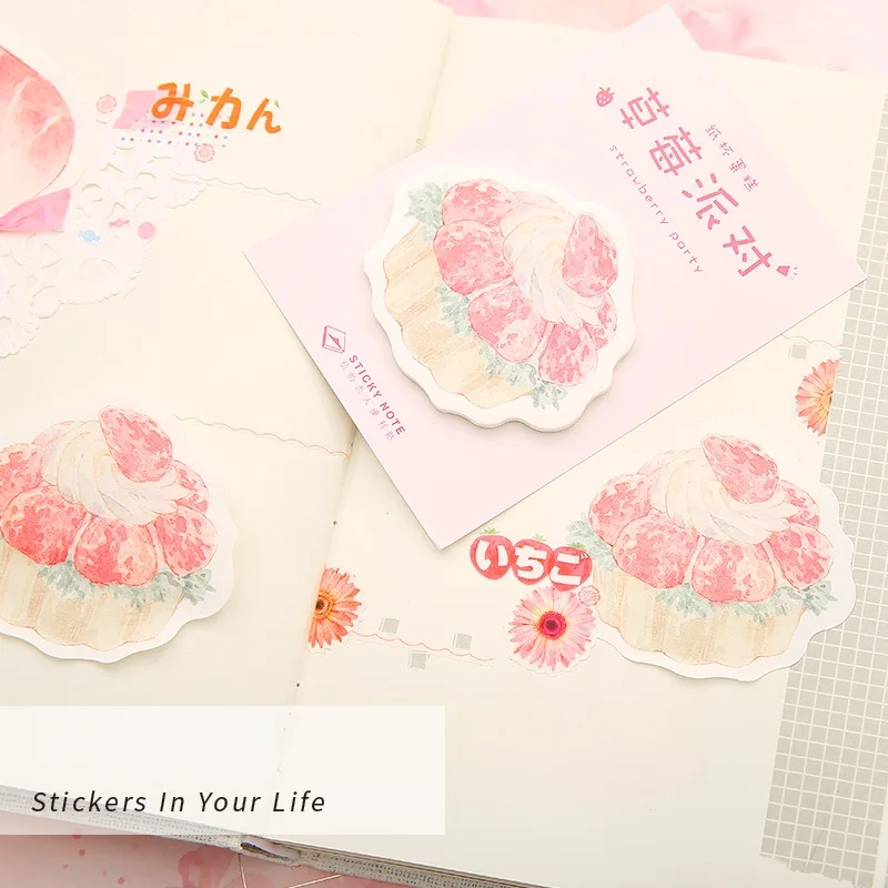 

32 pcs/Lot Pink Strawberry party stick marker note Decorative cake juice Diary Planner memo sticker Office School supplies F493