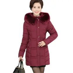 Плюс Размеры зимняя куртка Для женщин парка с мехом на капюшоне Верхняя одежда куртка пальто на молнии и пуговицы мягкий дамы теплое пальто