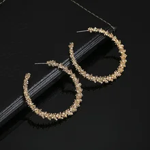 Goldene Silber Farbe Hoop Ohrringe Einfache Runde Hohl Mode Personalisierte Ohr Schmuck Geschenk Für Hochzeit Party Kupe(China)