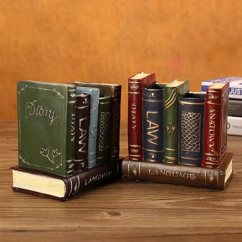 

Retro Innovative Resin Book Shaped Pen Holder Large Capacity Living Room Desk Home Multi-function Decoration Creative Pen Case
