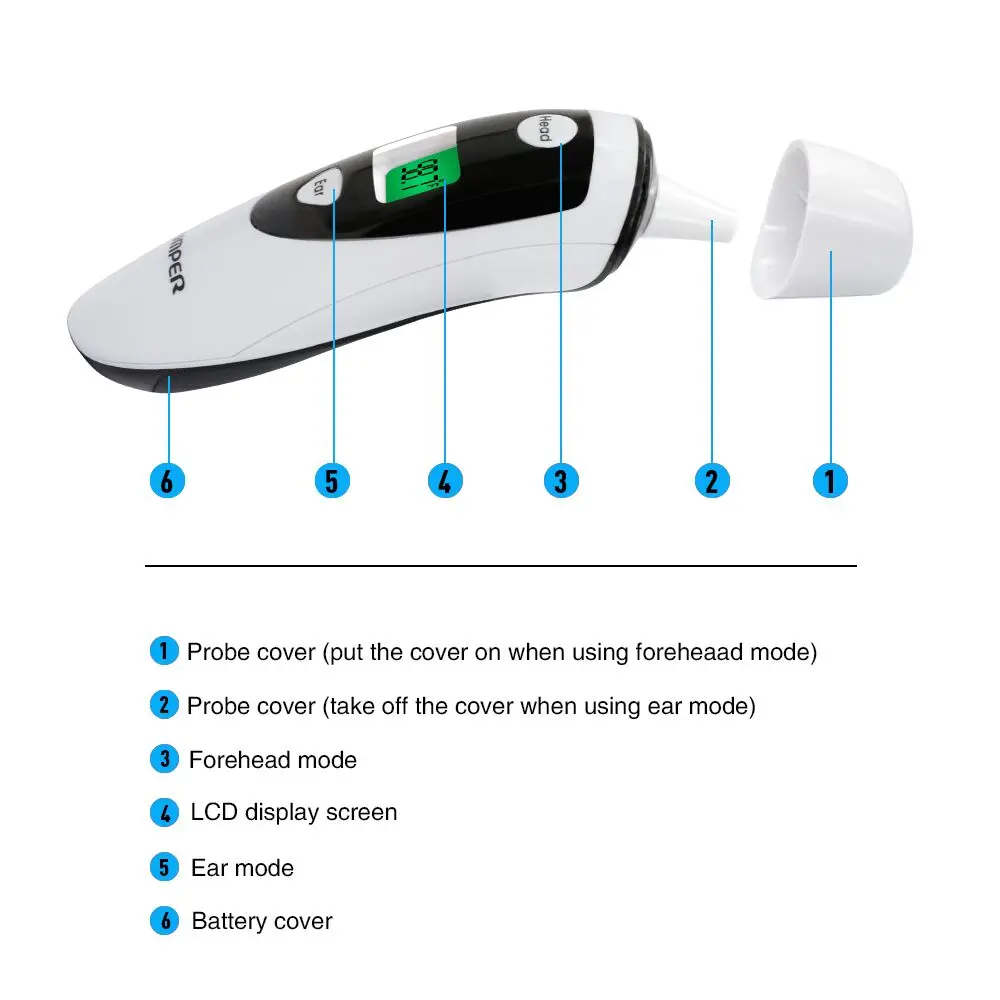 Инфракрасный цифровой термометр для лба и ушей для детей и взрослых, будильник с двойным режимом, Бесконтактный ЖК-экран