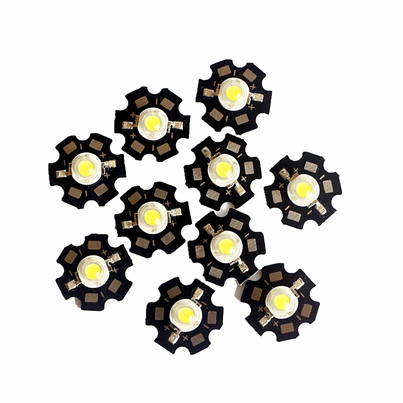 10-1000 개/몫 높은 전원 1W 3W LED 램프 칩 차가운 흰색 따뜻한 흰색 COB SMD 전구 다이오드 LED 빛 + 20mm 스타 PCB Platine 히트 싱크