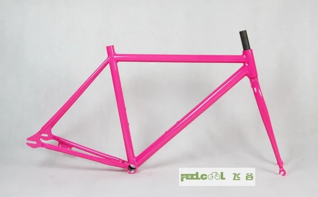 Cheap Free shipping fixed gear bike road bicycle track bike frame+ fork+ ultra light aluminum alloy bicycle parts accessories