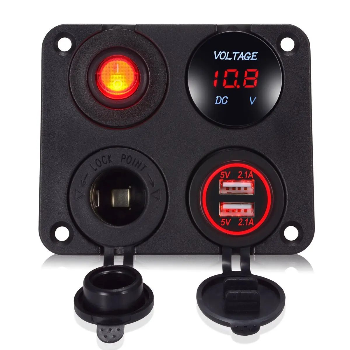 DIY 4 in 1 Dual USB Charger 4.2A Voltmeter 12V Power Outlet ON-OFF Toggle Switch for Car Boat Marine RV Truck Camper Vehicles DIY 4 in 1 Dual USB Charger 4.2A Voltmeter 12V Power Outlet ON-OFF Toggle Switch for Car Boat Marine RV Truck Camper Vehicles