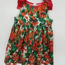 Девушки платье в цветочек без рукавов с бантом из ленты; модные платья для девочек