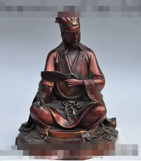 

S00967 13"chinese bronze famous Military strategist Zhuge Liang Zhuge Kong Ming statue B0403