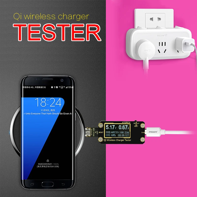 QI Беспроводное зарядное устройство микро USB тестер напряжения Амперметр SAMSUNG S8 S6 Edge S6edge+ Plus S7 S7Edge Note5 iphone 8/8 plus/iphone X