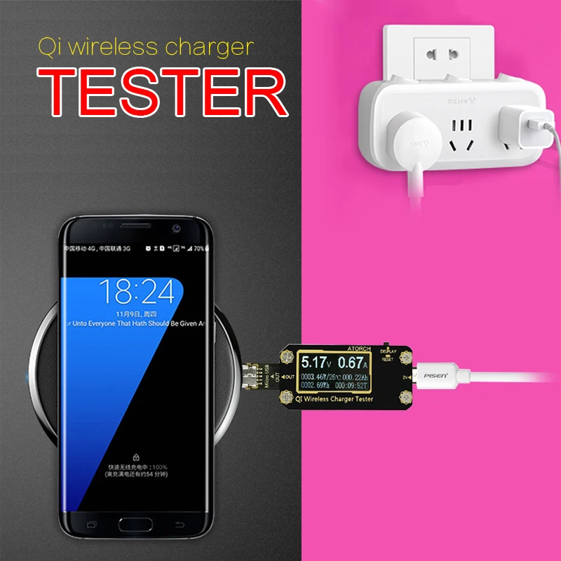 QI Беспроводное зарядное устройство Micro USB тестер напряжения Амперметр SAMSUNG S8 S6 Edge