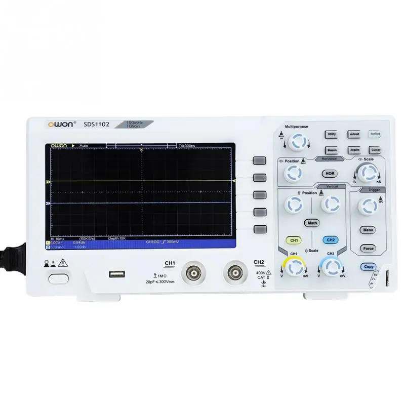 OWON цифровой запоминающий осциллограф 2 канала 100 МГц полоса пропускания 1GS/s высокая точность осциллограф для тестирования цепи US/EU