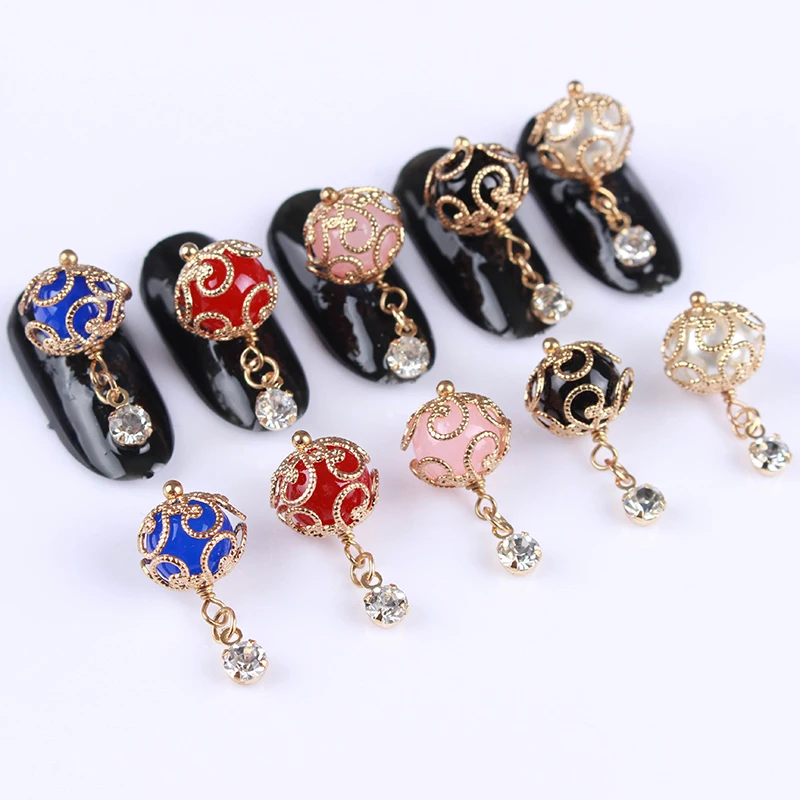 

1Pc 3D Hollow Pendant Bead Rhinestone Nail Decoration Gel Polish Design Manicure Nail Art Decoration
